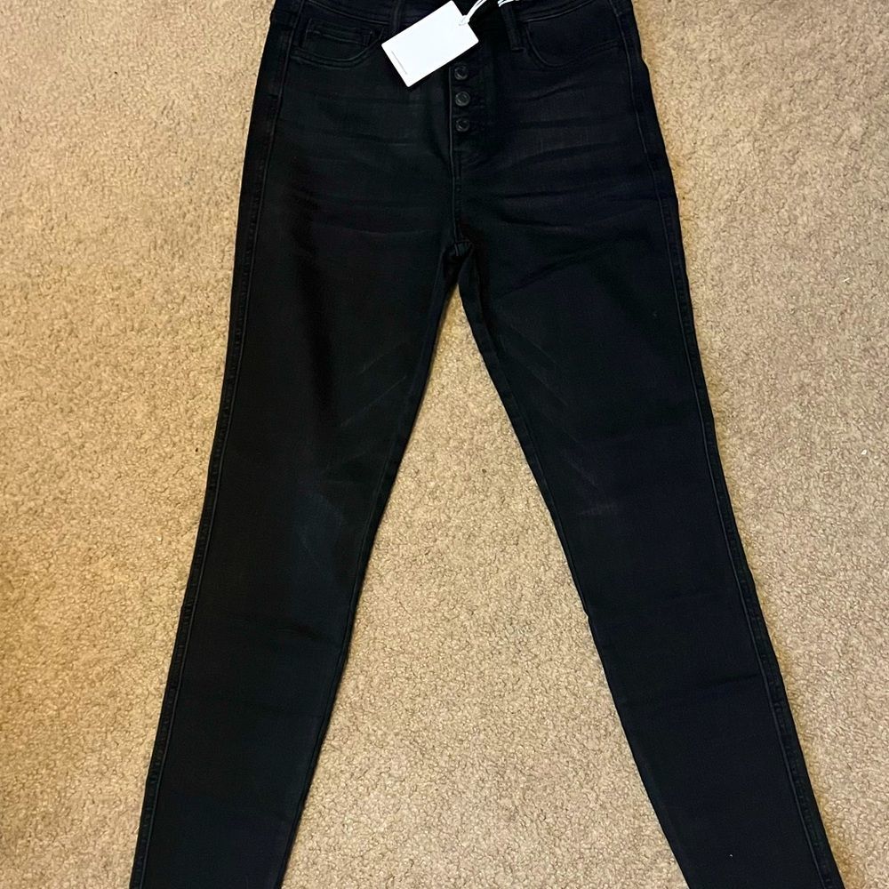 Vervet by Flying Monkey Black High Rise Button Fly Skinny